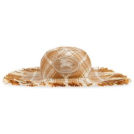 Burberry Strohhut mit Check-Logo Braun
