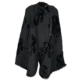 Casaco capa ornamentado em jacquard Simone Rocha em acrílico preto Preto