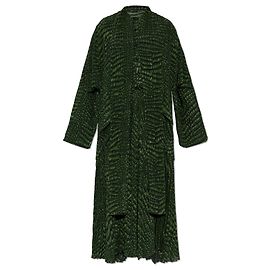 Balenciaga Plisseekleid mit Animal-Print Grün
