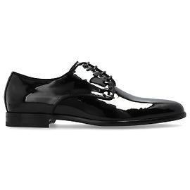 Dolce & Gabbana Scarpe con Lacci in Pelle Verniciata Nera Nero