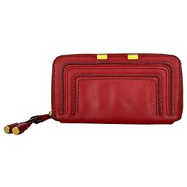 Chloé Marcie Zip-Around Wallet in Red Leather Red