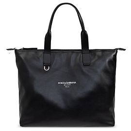 Dolce & Gabbana Leder Shopper Tasche Schwarz Schwarz