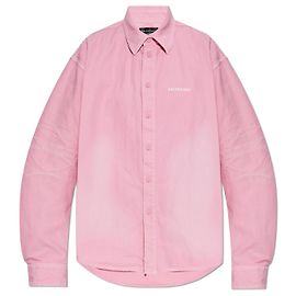 Balenciaga Pink Cotton Logo Oversized Shirt Pink