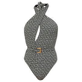 Maillot de bain une pièce Balmain monogramme noir Noir