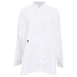 Camisa Dior de cuello mandarín en algodón blanco Blanco Crudo