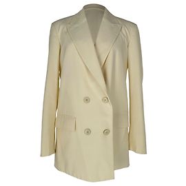 Autre Marque Valentino zweireihiger Blazer aus cremefarbenem Polyester Weiß Roh