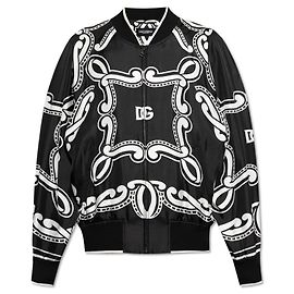 Dolce & Gabbana Chaqueta bomber de seda negra Negro