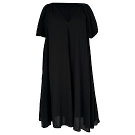 Vestido midi Prada decote em V relaxed-fit em seda preta Preto