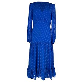 Autre Marque Vestido midi Saloni Devon en seda azul Azul
