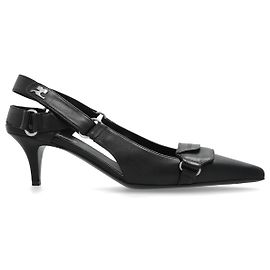 Courreges Sapatos Slingback de Couro Preto Preto