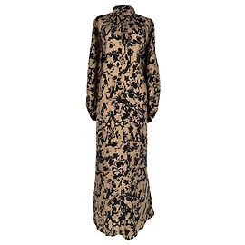 Vestido maxi de manga comprida estampado Max Mara em seda bege Bege