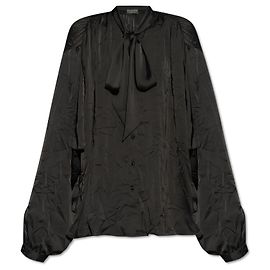Balenciaga Tie-Neck Hemd Schwarz Polyester Schwarz