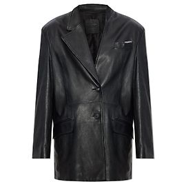 The Attico Schwarze Lammleder Oversized Jacke Schwarz
