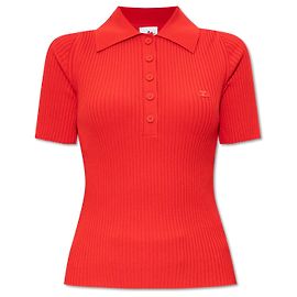 Top de punto acanalado rojo Courreges Roja