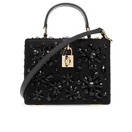 Dolce & Gabbana Bolsa de ombro em cetim e couro preta Preto