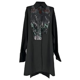 Loewe Mini-Kleid mit Knöpfen aus schwarzer Wolle Schwarz