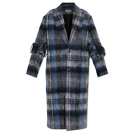 Loewe Blue Check Wool and Mohair Coat Blue