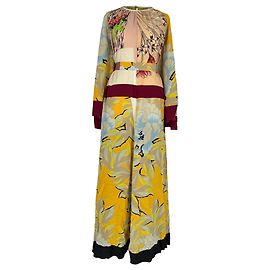 Vestido maxi de manga comprida estampado Etro em seda multicolorida Multicor
