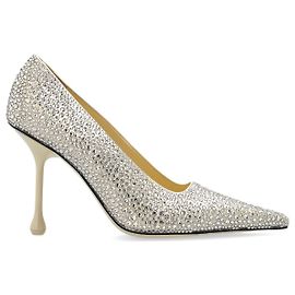Jimmy Choo Ixia Crystal Silver Pumps Silvery Metallic