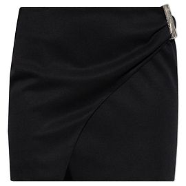 The Attico Asymmetric Black Wool Mini Skirt Black