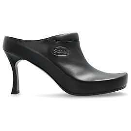 Balenciaga x Scholl Mules mit Absatz aus schwarzem Leder Schwarz
