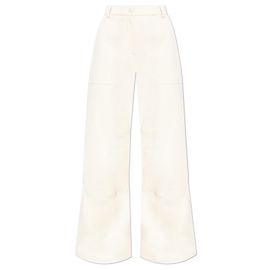 Pantalones de pierna ancha Moncler de algodón crema Blanco Crudo