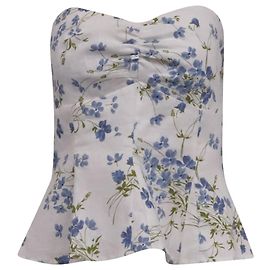 Top bustier floral Diana da Reformation em linho branco Branco