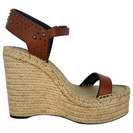 Autre Marque Sandali espadrillas wedge con borchie Saint Laurent in pelle marrone Marrone Rosso