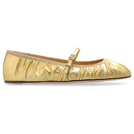 Dolce & Gabbana Gold Metallic Leather Ballerinas Golden Metallic