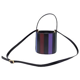 Borsa a secchiello Staud Striped Bissett in pelle nera Nero