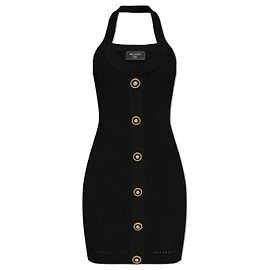 Robe Balmain noire à épaules dénudées en maille Noir