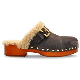 Chloé Jeannette Clogs Brown Suede Leather Brown