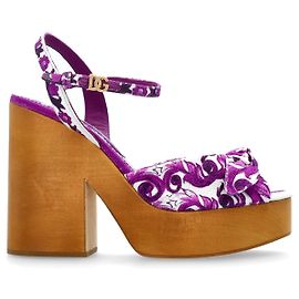 Dolce & Gabbana Sandálias de plataforma com estampado 'Majolica' Roxo