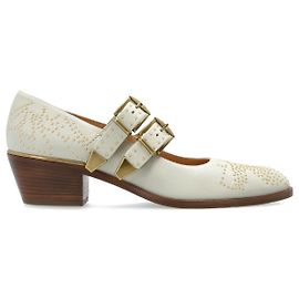 Chloé Susan Absatzschuhe aus Leder creme Weiß Roh