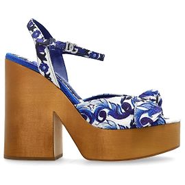 Dolce & Gabbana Blue Majolica Platform Sandals Blue