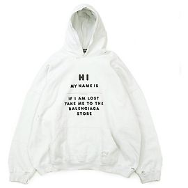 Sweat à capuche en coton Balenciaga Blanc Blanc cassé
