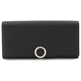 Bulgari Bvlgari Black Leather Bi-Fold Long Wallet Black