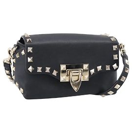 Valentino Garavani Rockstud Flip Lock Flap Leather Mini Noir