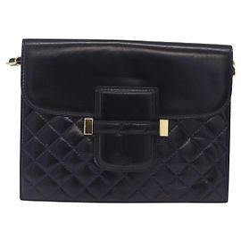 Autre Marque Saint Laurent Vintage Shoulder bag Leather Medium Navy blue