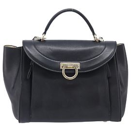 Salvatore Ferragamo Sofia Rainbow Saddle Leather Medium Nero