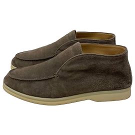 Loro Piana Open Walk Suede Ankle Boots Brown