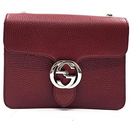 Gucci Interlocking Leather Small Bordeaux