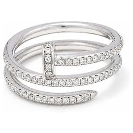 Cartier Juste un Clou Anillo Doble Diamantes 0,59ct Oro Blanco 18k Talla 54 Blanco