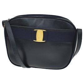 Salvatore Ferragamo Vara Bow Camera Leather Navy blue