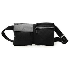 Bolso cinturón Gucci GG Canvas con doble bolsillo negro Negro