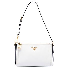 Sac à épaule Prada Saffiano Lux Pochette Blanc Blanc