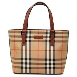 Sac à main Burberry Haymarket Check Canvas Beige Beige