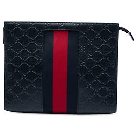 Blue Gucci Guccissima Web Clutch Blue