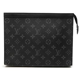 Black Louis Vuitton Monogram Eclipse Pochette Voyage MM Clutch Bag Black