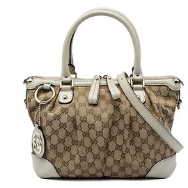 Bolso Satchel Gucci GG Canvas Sukey Blanco Blanco